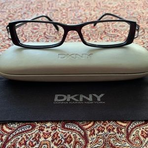 DKNY Black Eyeglass Frame, Case, Cloth